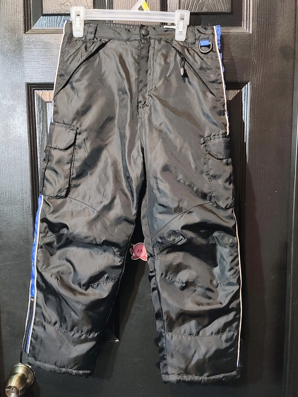 Swiss Tech Black Kids Snow Pants with Blue Trim